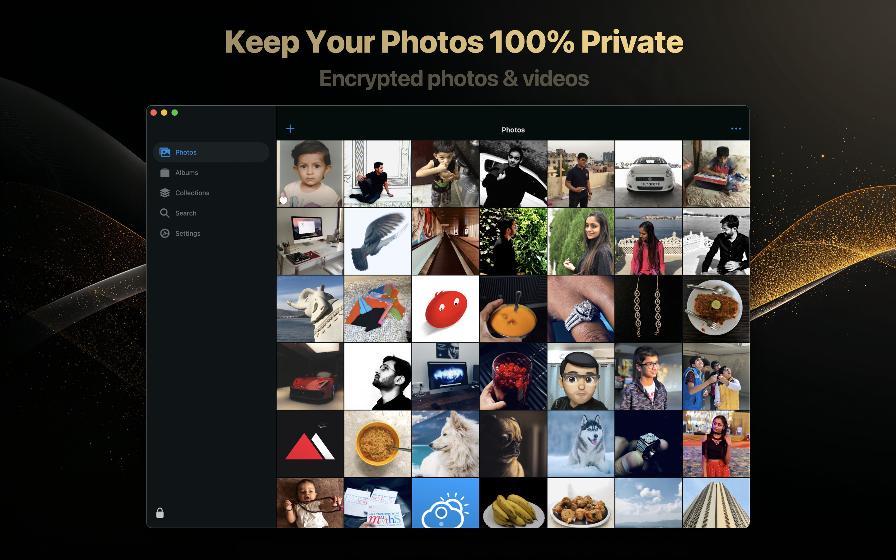 Trustful for Mac showing encrypted photos and videos in a private gallery