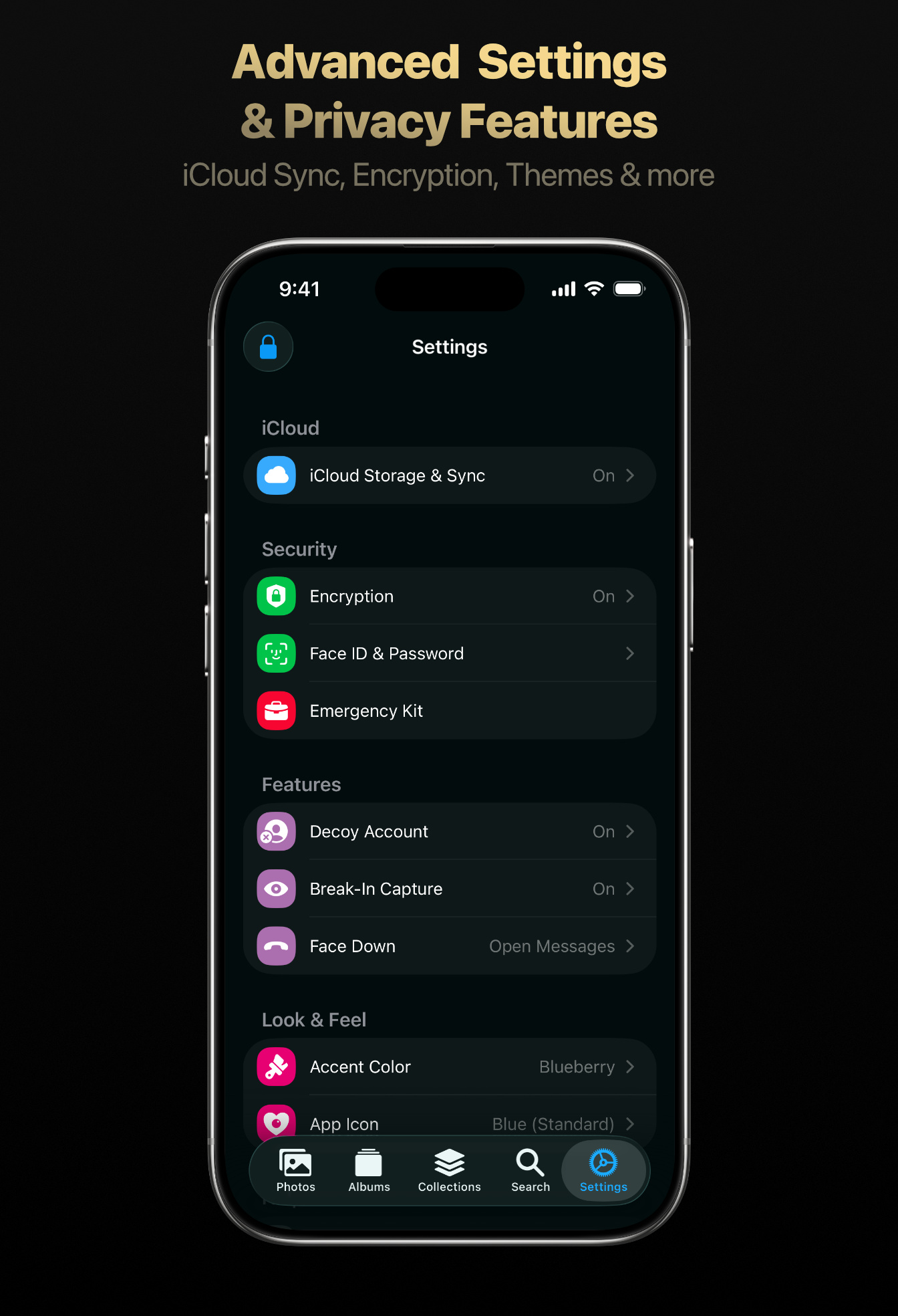 Trustful - Hide Private Photos Vault. iCloud Sync, Encryption, Themes and more.